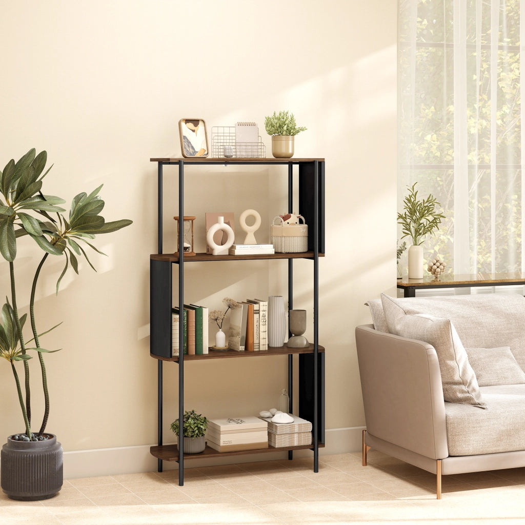 Libreria scaffale 4 livelli ¨C zephmum ¨C marrone metallo 80x30x141cm
