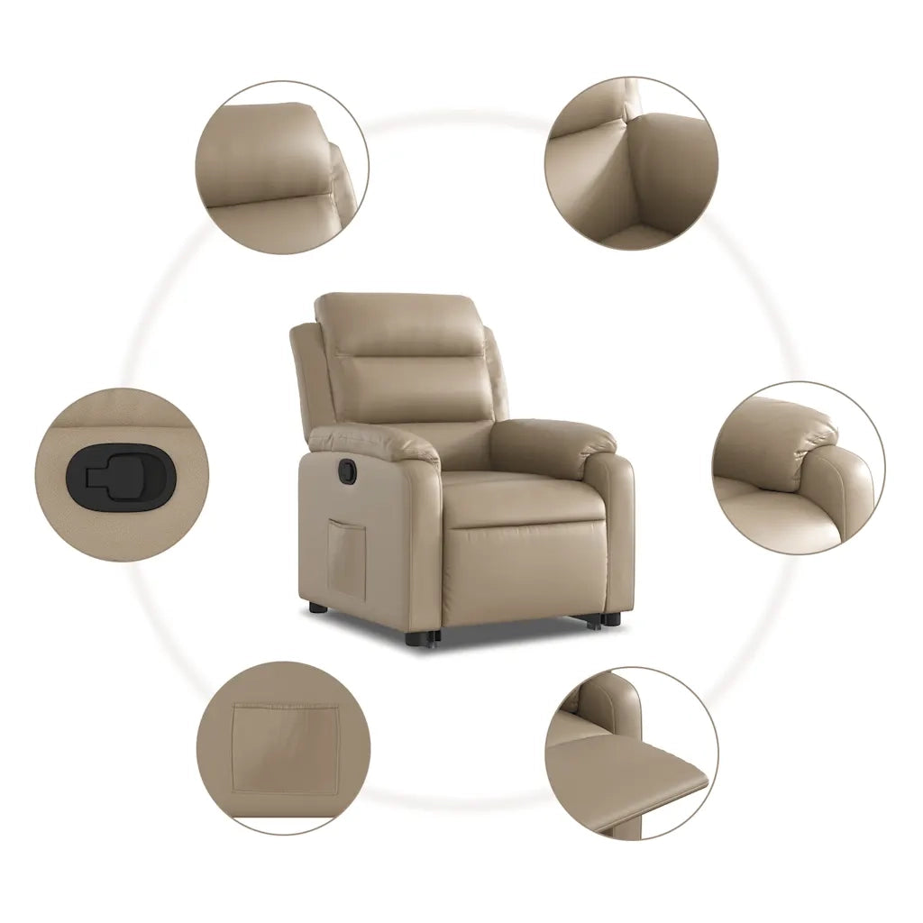 Poltrona Alzapersona Reclinabile Cappuccino in Similpelle 3205048