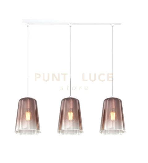 SOSPENSIONE BIANCO RETTANGOLARE 3 LUCI RAME 1164BI-S3 R-RA