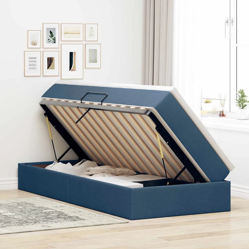 Letto con contenitore e materasso Blu 90 x 190 cm Poliestere