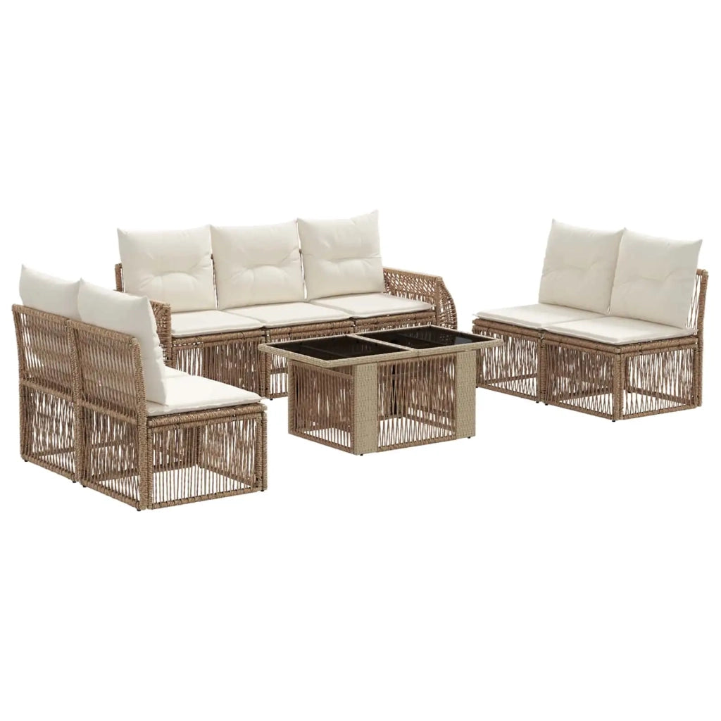 Set Divano da Giardino 8 pz Beige e Bianco Crema polyrattan 3436929