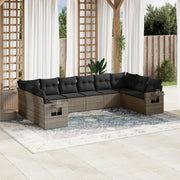 Set Divano da Giardino 10 pz con Cuscini Grigio in Polyrattancod mxl 112436