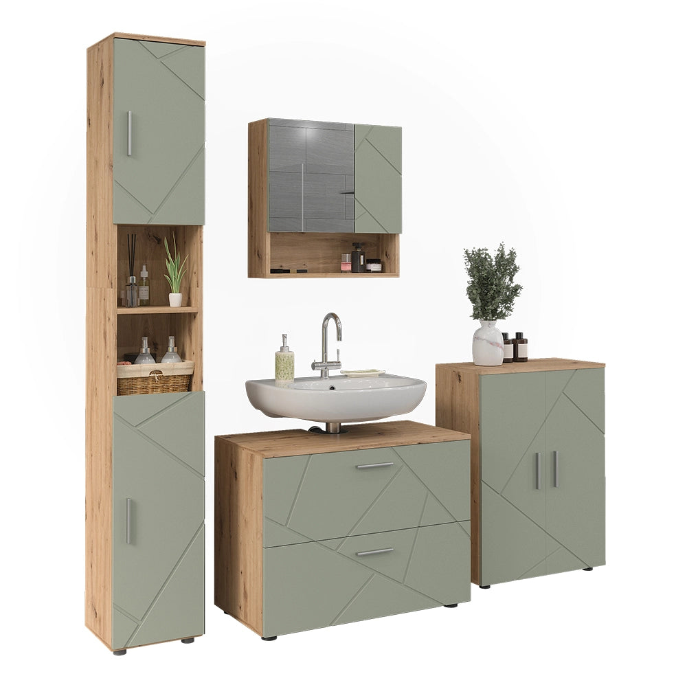Vicco Set di mobili da bagno Verde salvia 4 parti