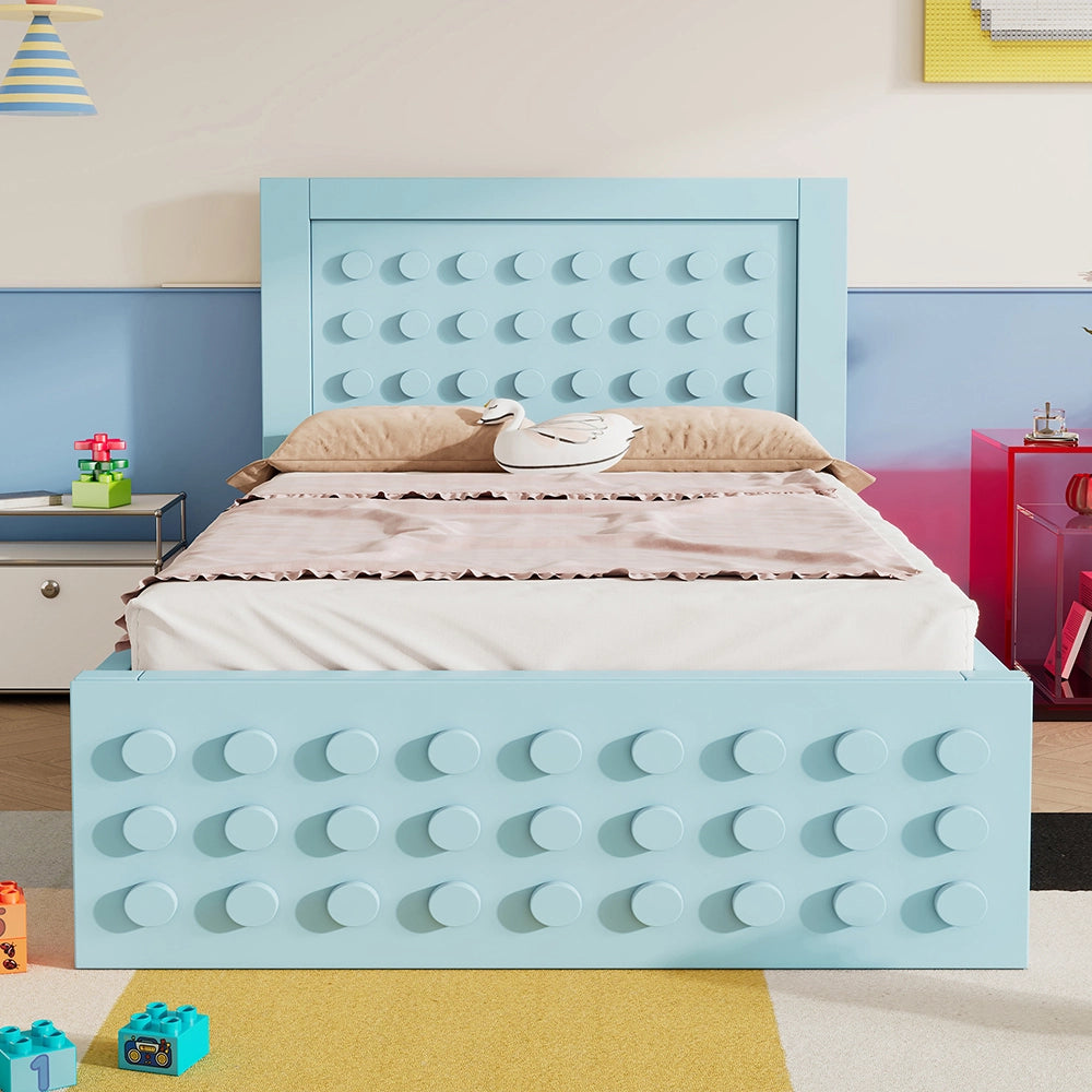 Letto bambino-Xylo-90x200 cm-design a blocchi, cassetti, contenitore, senza materasso