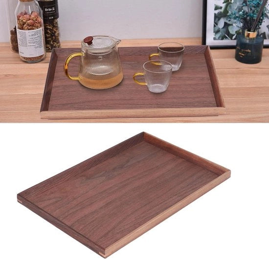 Servizio da tavola 40x30x3 cm - Tavolo di servizio rettangolare in legno - Noce nero - Decorativo - Colazione in camera - Tavolo per snack