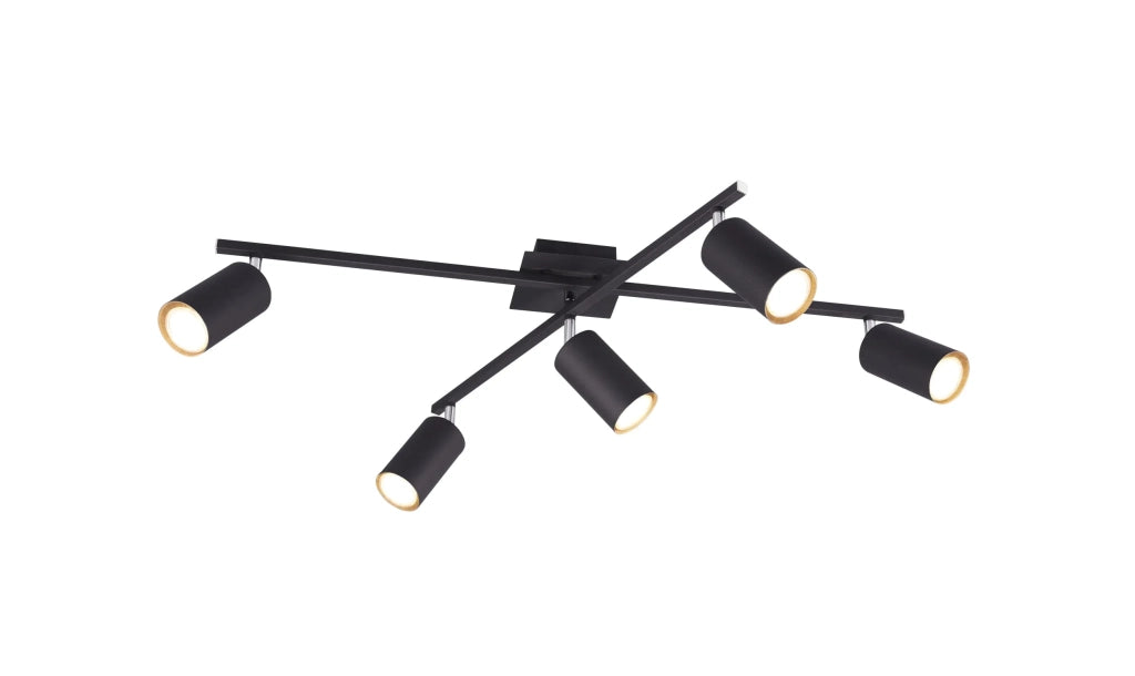 Plafoniera 2 barre 5 spots Marley nero