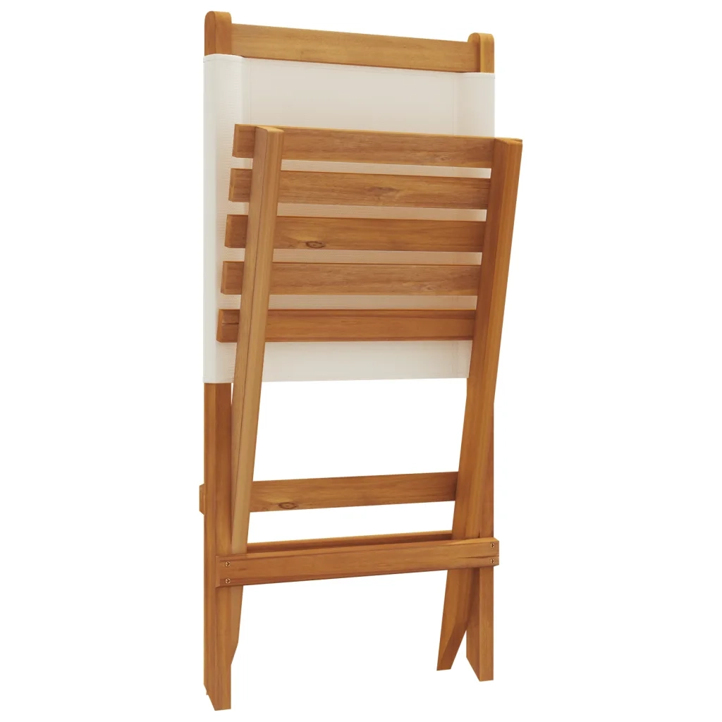 Sedie Giardino 2pz Bianco Crema Legno Massello Acacia e Tessuto 367690