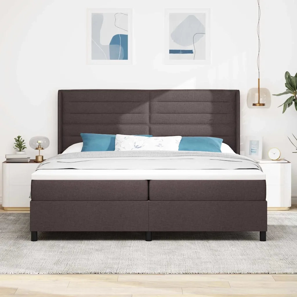 Letto a molle con materasso Marrone Scuro 200 x 200 cm Tessuto 3341605
