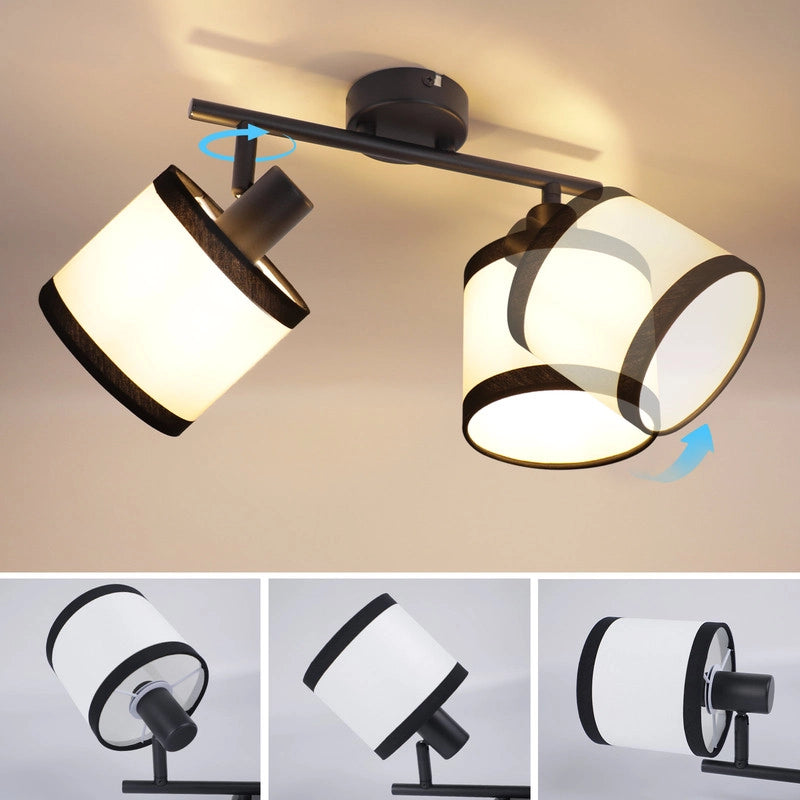ZMH Faretto da soffitto neri 2 luci E14 LED tessuto per corridoio senza lampadina