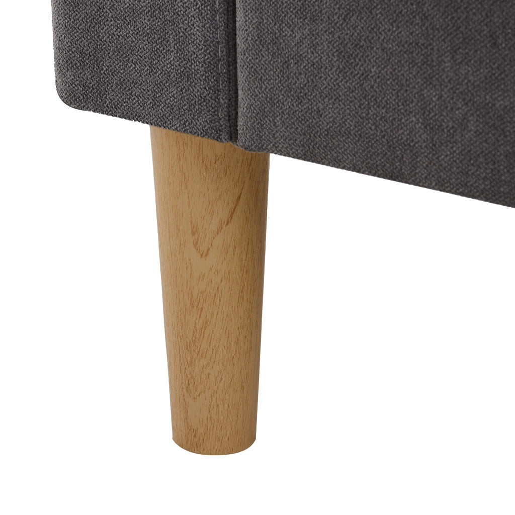 DIVANO angolare con chaise longue 175x129x90 cm grigio scuro in cotone e lino, con contenitore
