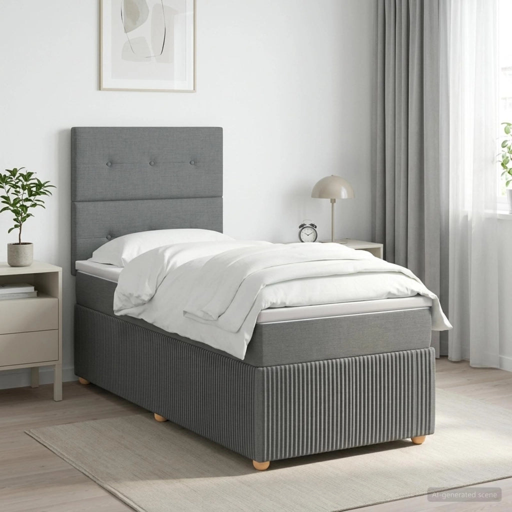 Letto box spring con materasso Grigio Scuro 100 x 200 cm 3454327