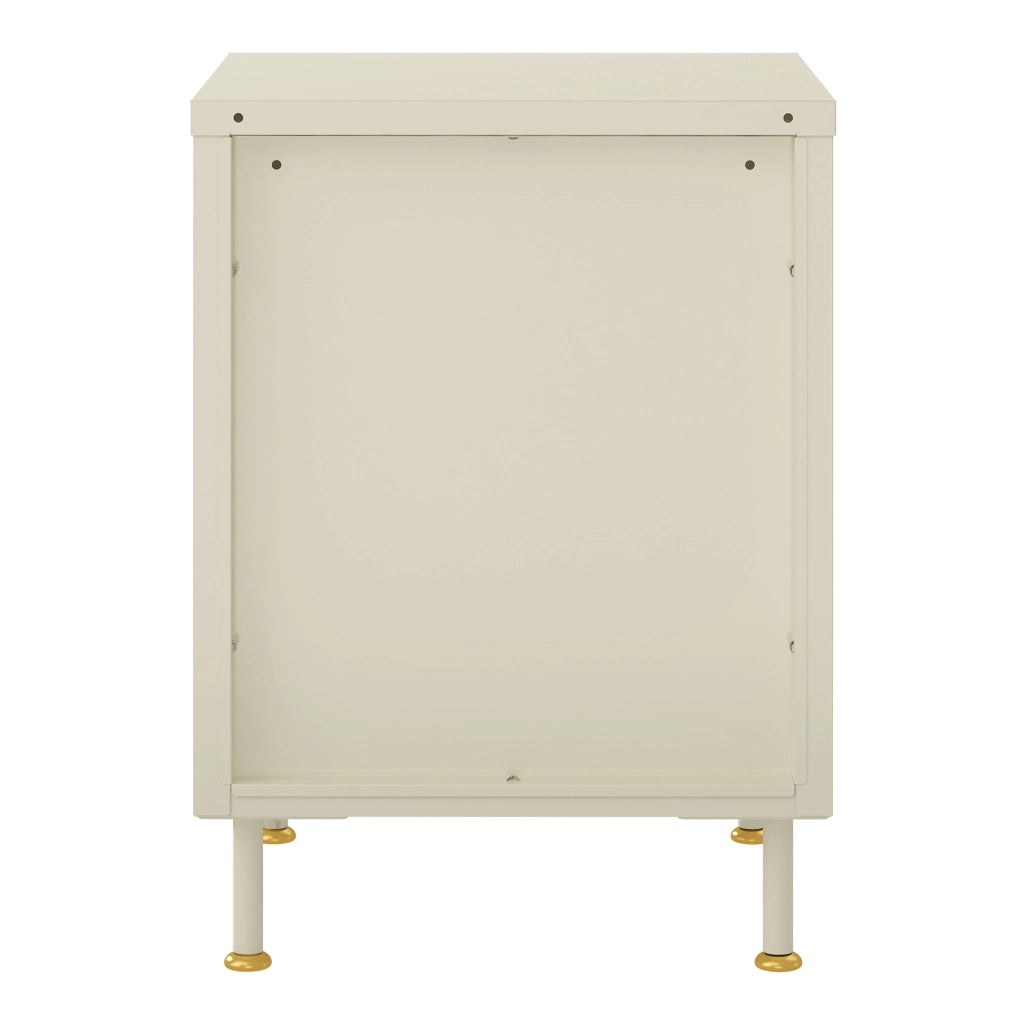 Armadietto in Acciaio Lindau con Anta in Vetro Scalanato 56x40x40 cm Bianco Crema [en.casa]