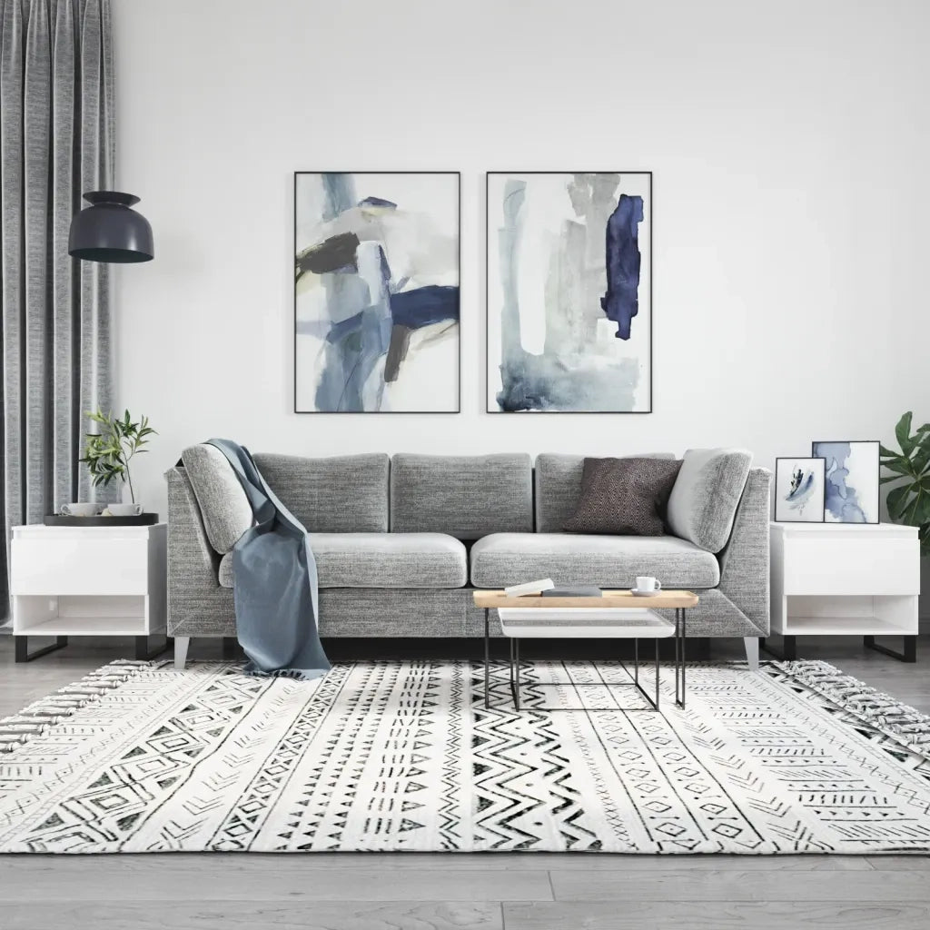 2 pz Tavolini salotto | Tavolino da caff¨¨ | Tavolino da Soggiorno Bianco Lucido 50x46x50cm Legno Multistrato