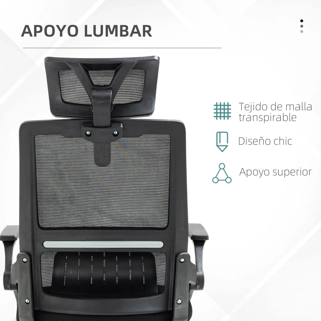 Sedia da ufficio girevole in rete ¨C zephmum ¨C nero 60x61x104,5-121,5 cm