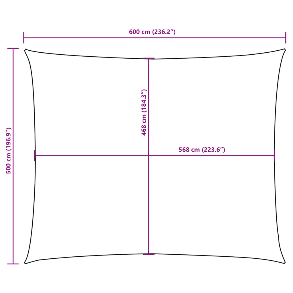 Parasole a Vela Oxford Rettangolare 5x6 m Beige 135164