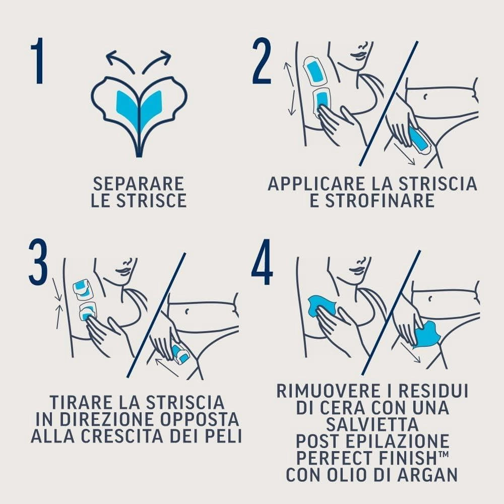 VEET STRISCE DEPILATORIE ASCELLE E ZONA BIKINI CON OLIO DI MANDORLA 16 STRISCE (8X2 STRISCE) + 3 SALVIETTE POST-EPILAZIONE