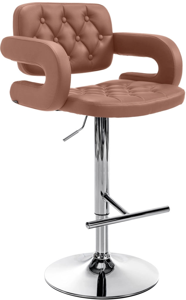 Sgabello Dublin in similpelle cognac,cromo