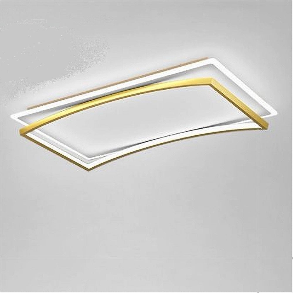 Trade Shop - Plafoniera Led 108w Rettangolare Bianco Oro Moderno Da Soffitto Luce Fredda 71547 -