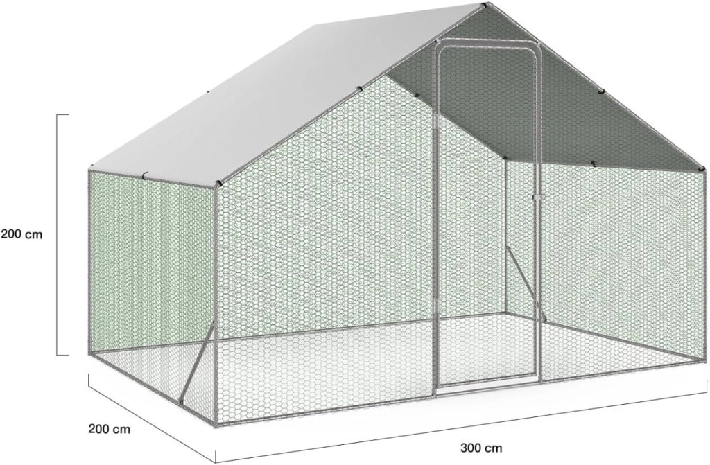 Recinto per pollaio da 6 m² e 3 x 2 m, in acciaio zincato