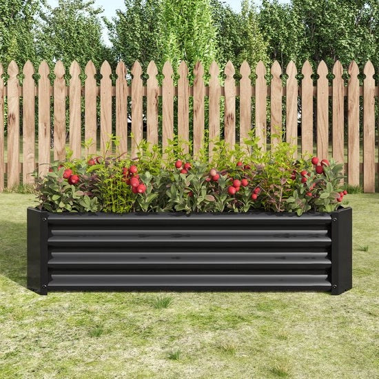 Letto da Giardino - Elevato - Acciaio Antracite - Inox - Kit di Costruzione