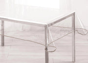 Tovaglia Antimacchia Plastificata Crystal  PVC Trasparente Proteggi Tavolo Con Bordo - 140x140 - Trasparente