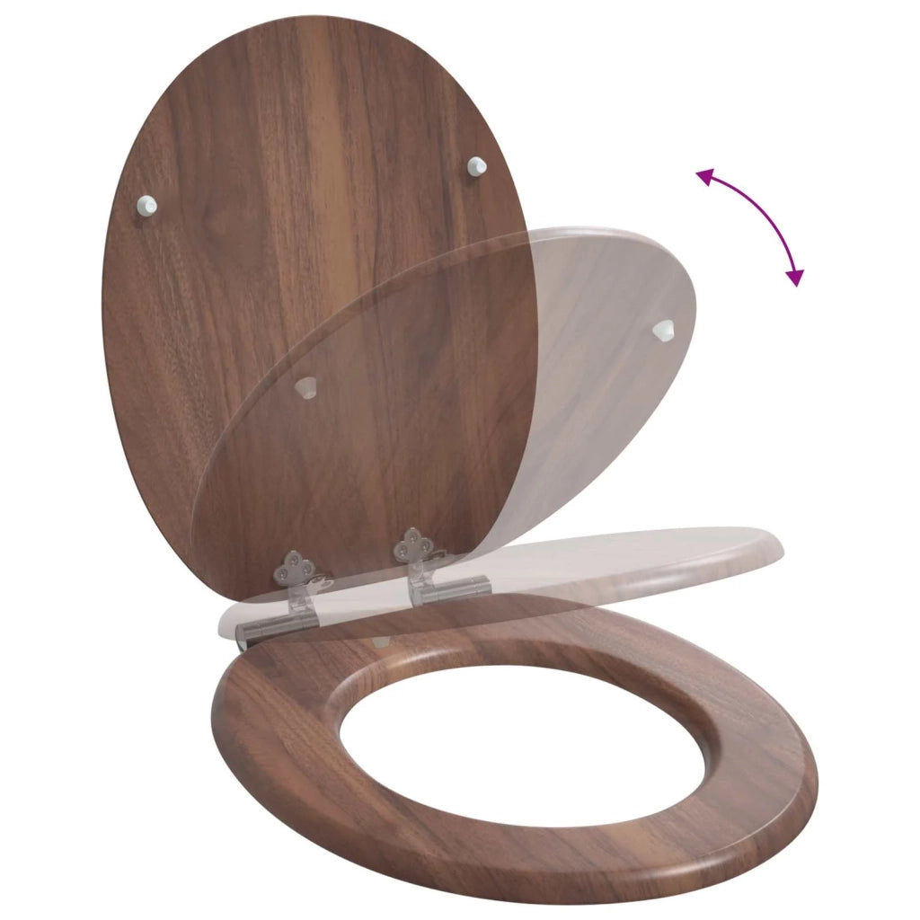 Sedile per toilette con chiusura morbida 2 pz Marrone CFW3464208