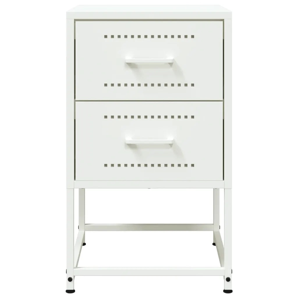 Comodini 2 pz-Set di 2 Tavolino da notte Bianchi 36x39x60,5 cm in Acciaio 245189