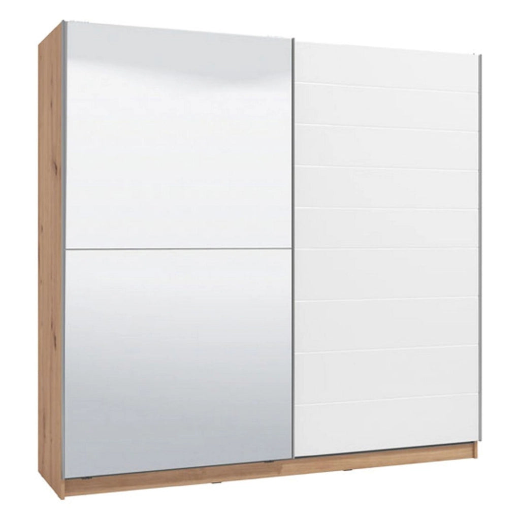 Armadio Camera da Letto Valsinni, Guardaroba Grande Appendiabiti, 217x210h cm Bianco
