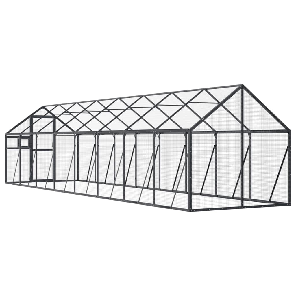 Voliera a gabbia 1,79 x 8 x 1,85 m alluminio antracite 02_0045636