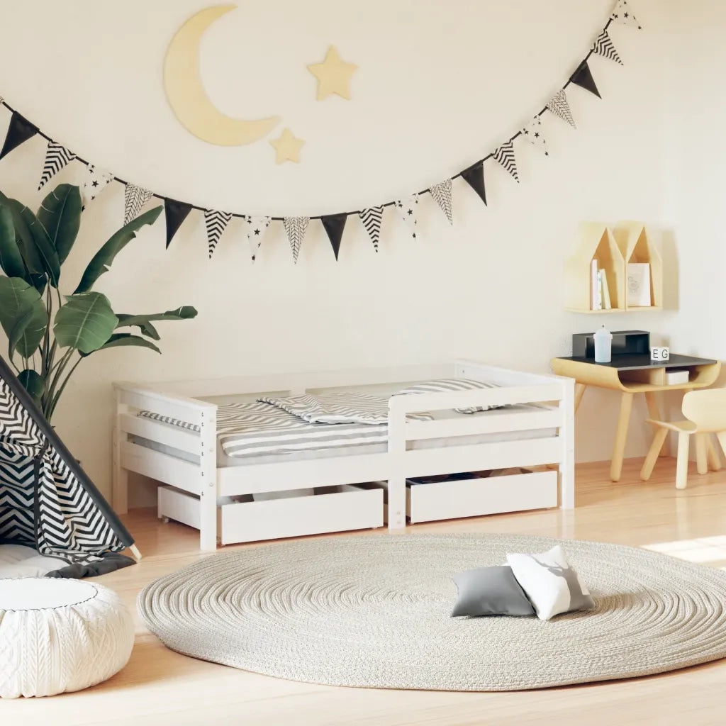 Giroletto Bambini con Cassetti Bianco 70x140cm Massello di Pinocod mxl 79586