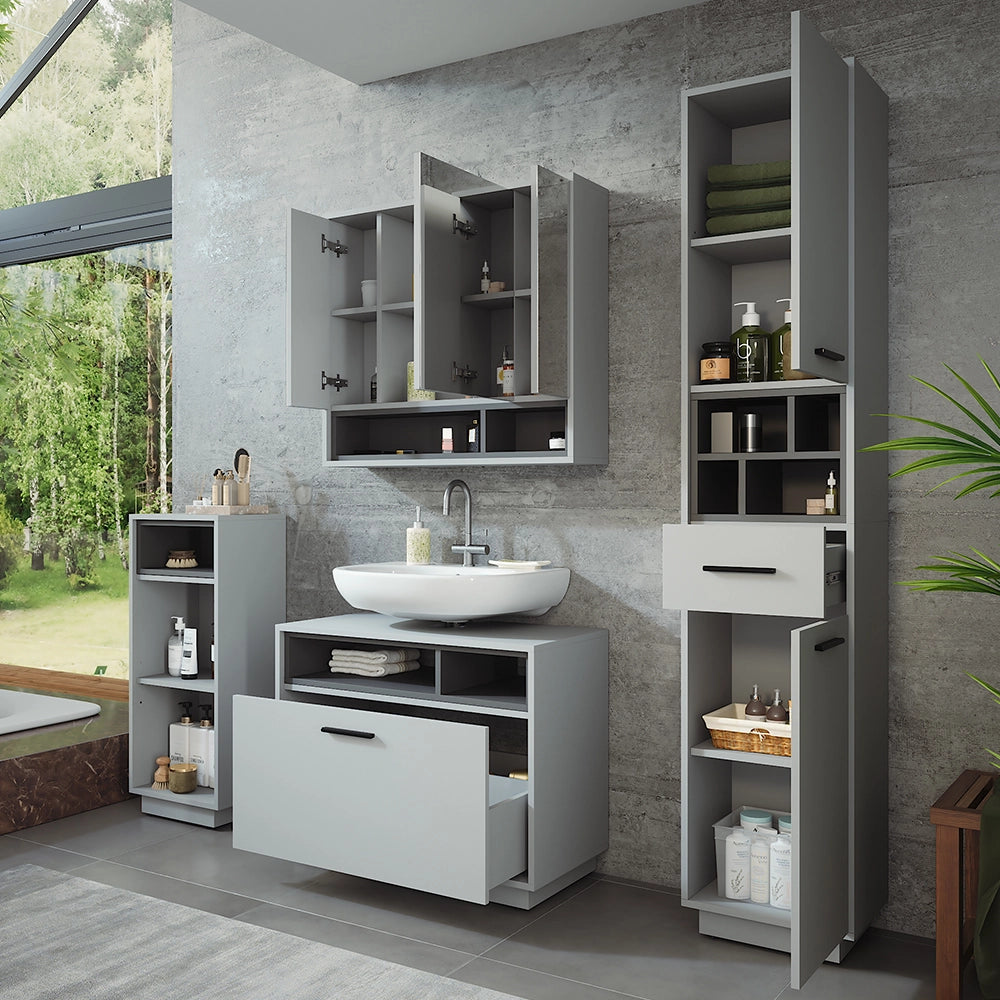Vicco Set di mobili da bagno Grigio/antracite Set 4