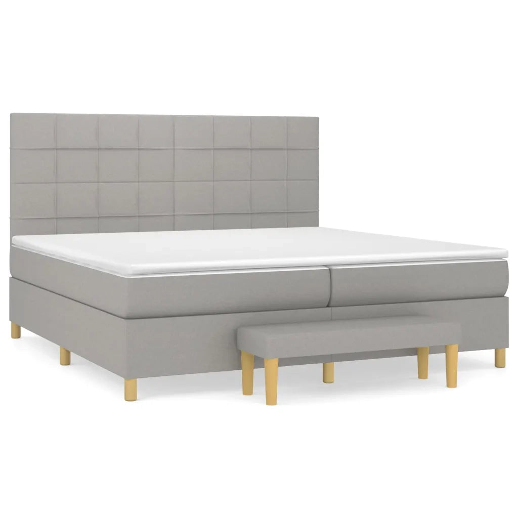 Giroletto a Molle con Materasso Grigio Chiaro 200x200cm Tessuto cod mxl 53095