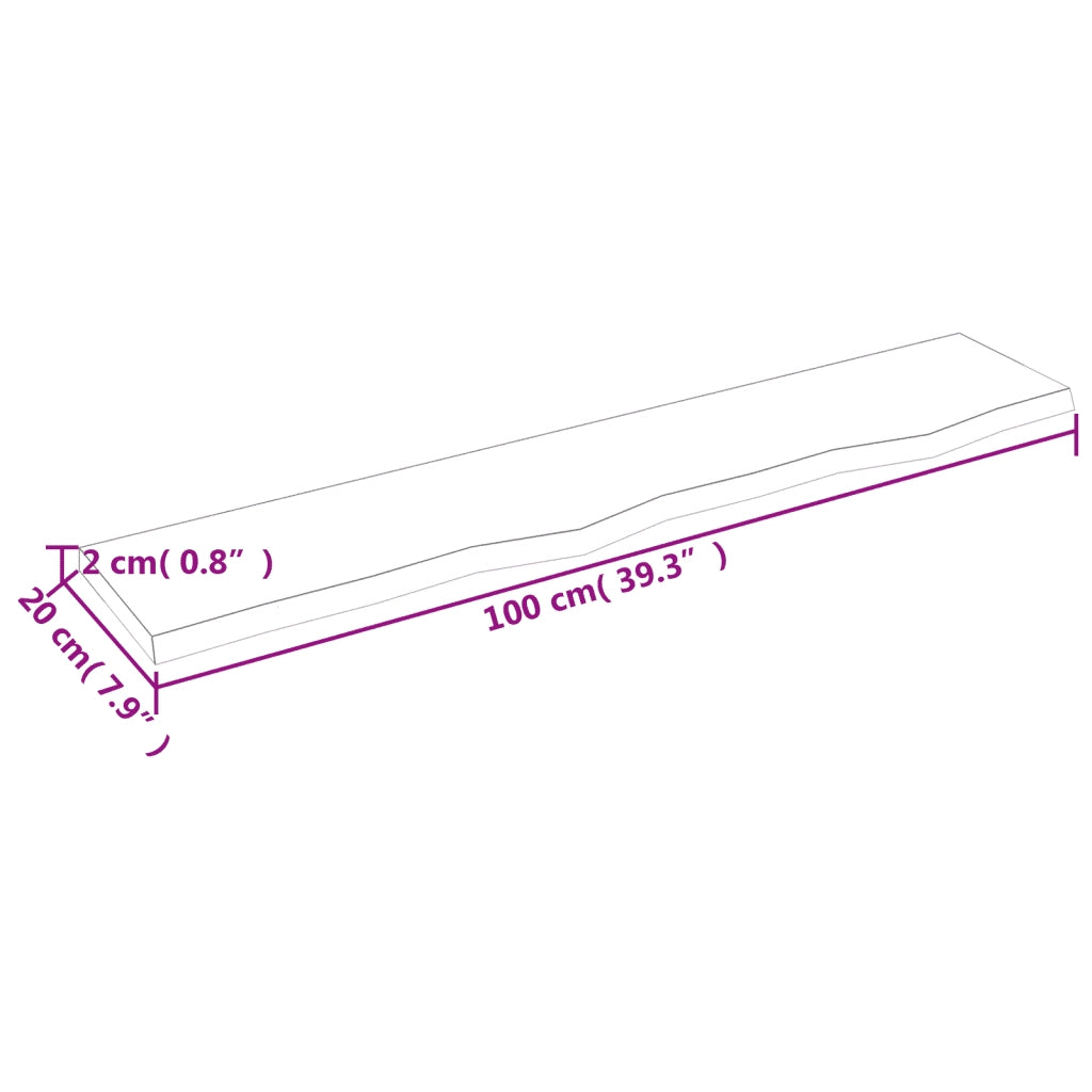 vidaXL Ripiano a Parete 100x20x2 cm Legno Massello Rovere Non Trattato