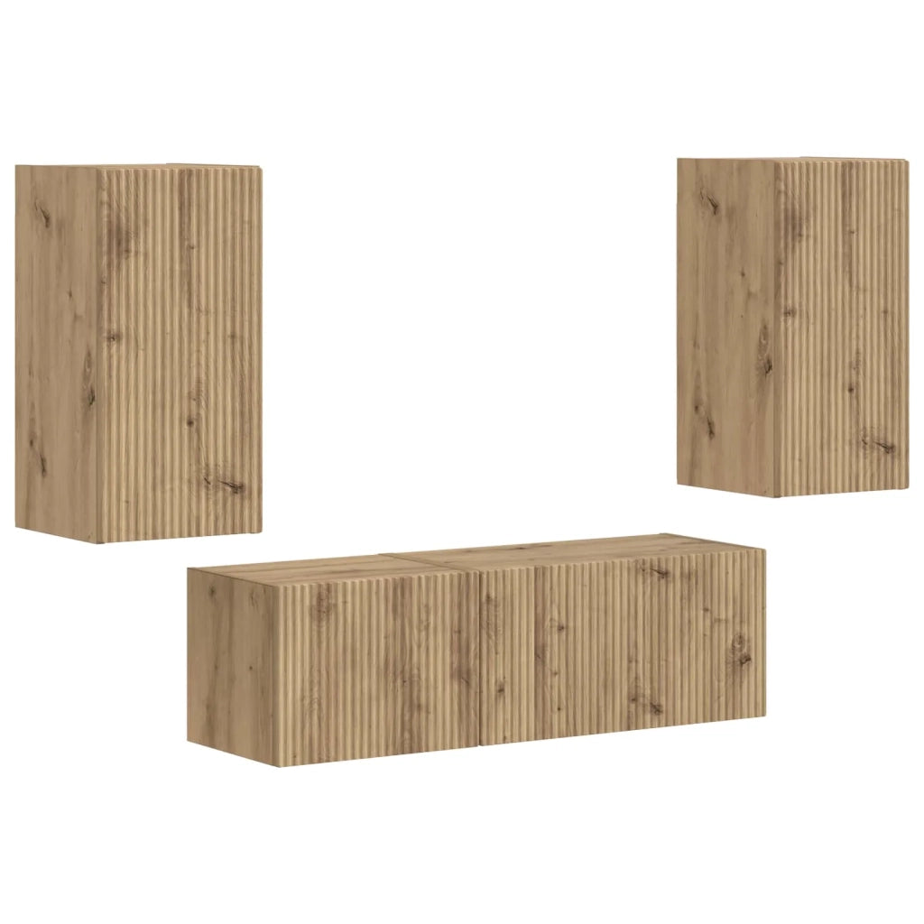 Set di Mobiletto da TV a Parete 4 pcs Rovere artigianale 3408915
