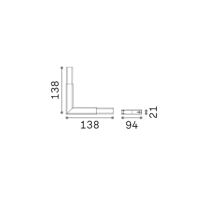 Steel_Sp_D20 Profilo Angolare Cieco Finitura Nero 9,42x13,8 cm Ideal Lux