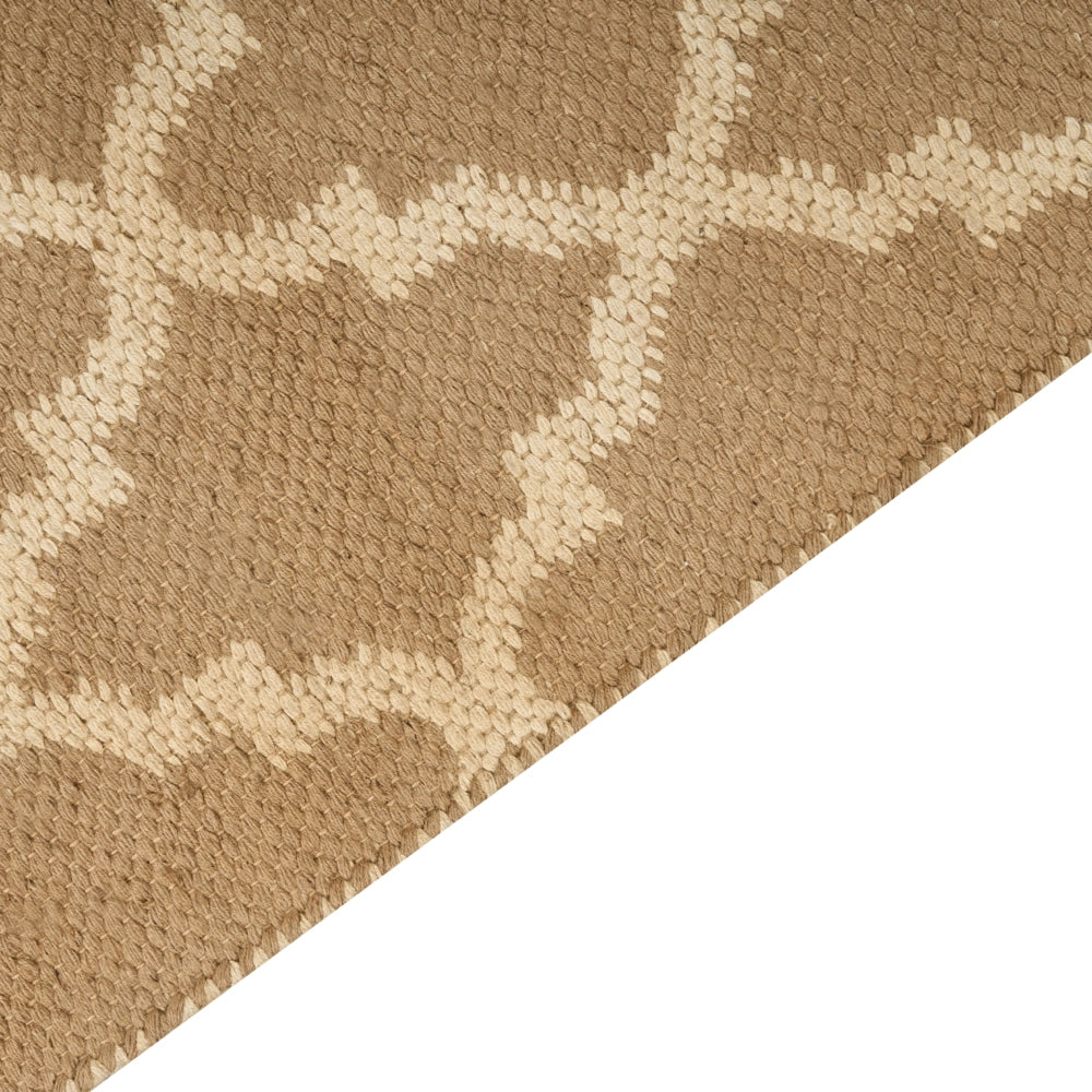 Tappeto in iuta intrecciata naturale con motivo geometrico beige 160 x 230 cm stile boho camera da letto soggiorno