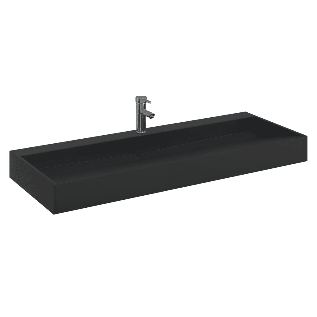 Lavandino 120x46x11 cm Blocco in Marmo/Minerale Nero Opaco 155983