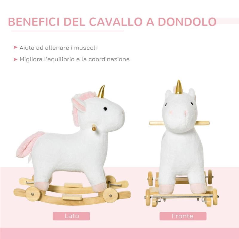 CAVALLO A DONDOLO A FORMA DI UNICORNO BIANCO