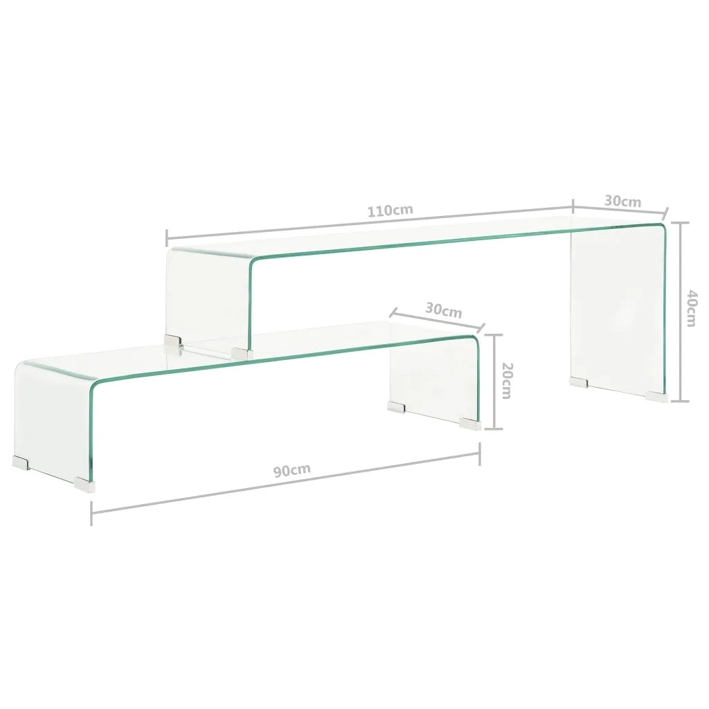 Set Tavolini Salotto 2 pz 90x30x20/110x30x40cm Vetro Temperato 284728