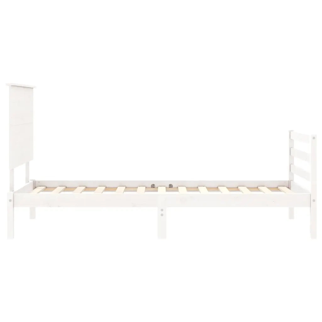 Giroletto con Testiera-Struttura Letto con testiera Bianco 90x200 cm in Legno Massello 680408