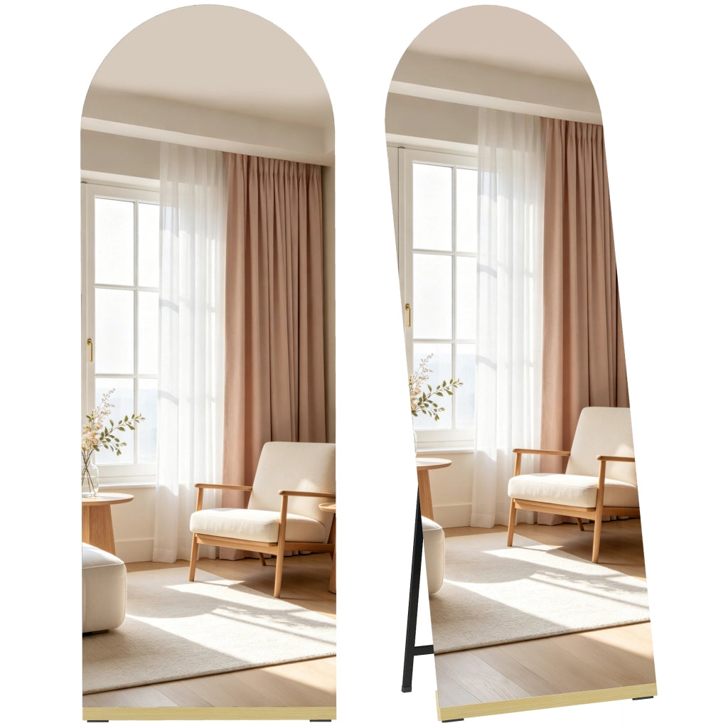 Specchio a Pieno Corpo Curvo senza Cornice ¨C zephmum ¨C Legno 160x50 cm