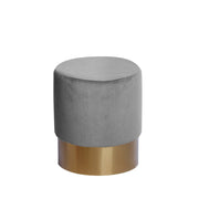 Pouf contenitore Nano in velluto rosa e base dorata