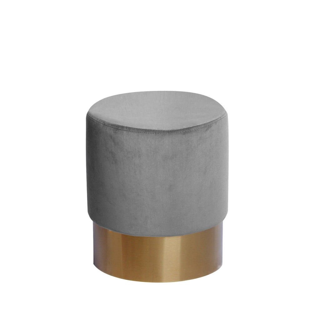 Pouf contenitore Nano in velluto rosa e base dorata