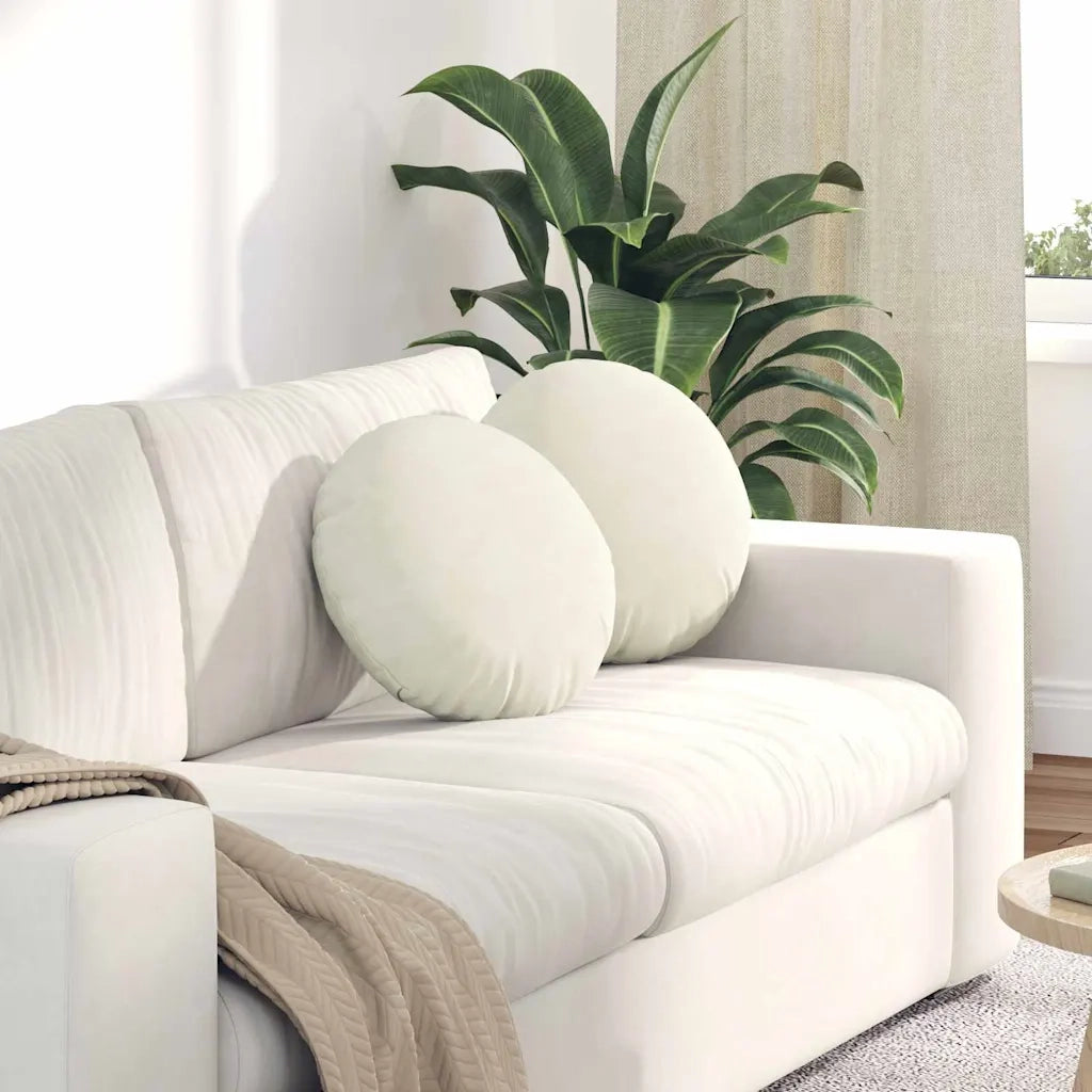Cuscini per Seduta 2 pcs Crema Ø 40 x 13 cm Velluto 42014146