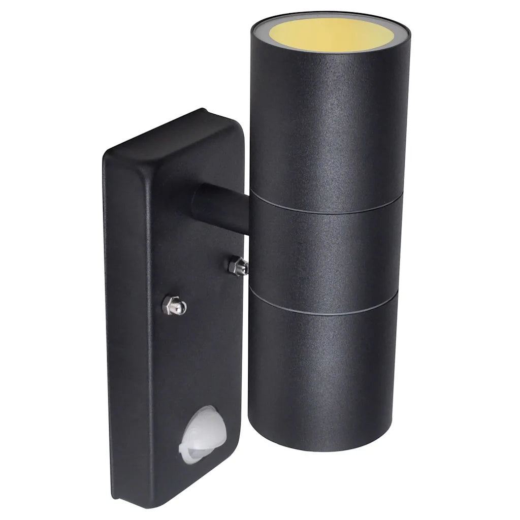 Lampada LED a Parete Acciaio Inox Forma Cilindrica Nera con Sensore 41097