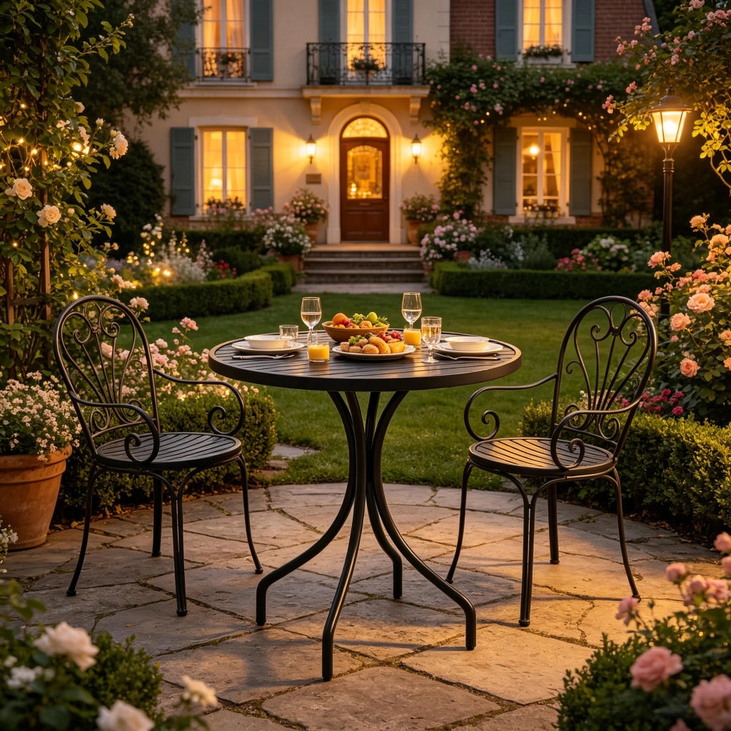 TAVOLO Bistrot da giardino rotondo Ø66 cm in acciaio nero