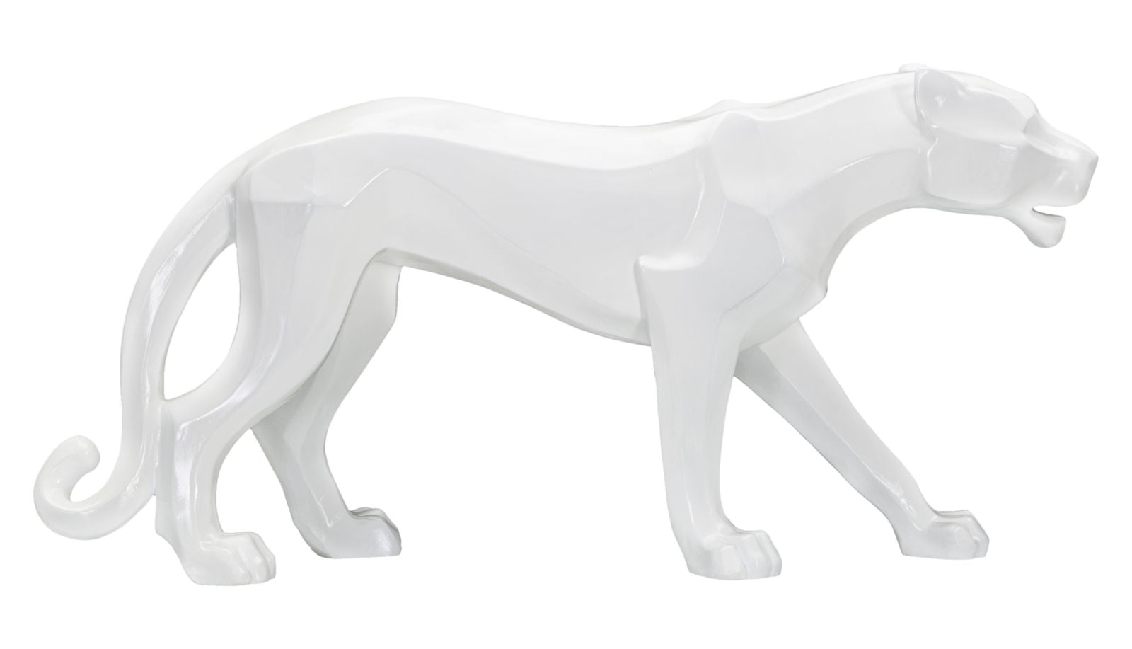 Statua Pantera 70x32,5x18 cm in Poliresina Bianco