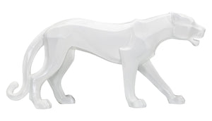 Statua Pantera 70x32,5x18 cm in Poliresina Bianco