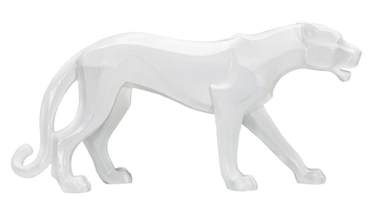 Statua Pantera 70x32,5x18 cm in Poliresina Bianco