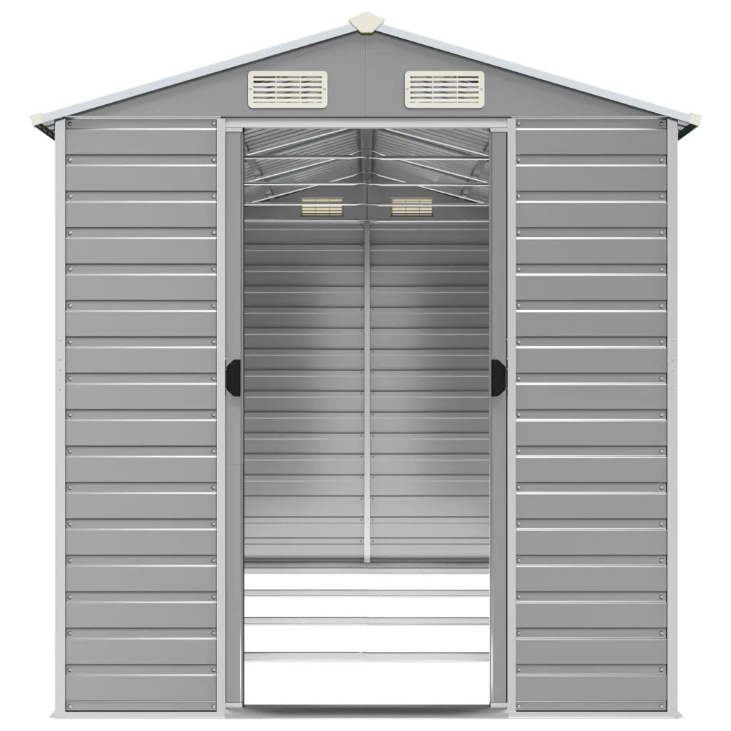 Casetta da giardino grigio chiaro 191x385x198 cm in acciaio zincato 3188245